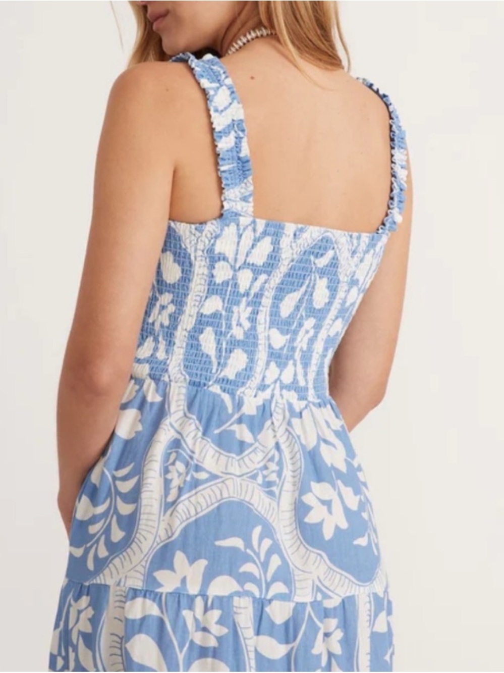 Marine Layer Blue and White Floral Maxi Dress -  Sleeveless size SMALL - Picture 3 of 4